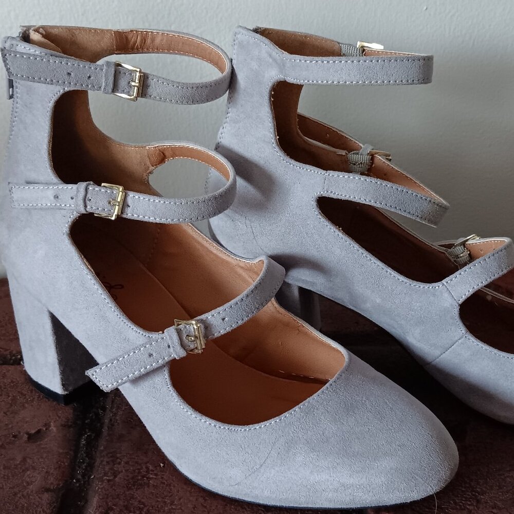 Qpid Strappy suede mary jane heels